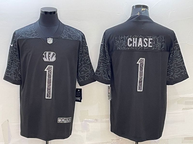 Men Cincinnati Bengals #1 Chase Black Reflector 2022 Nike Limited NFL Jersey